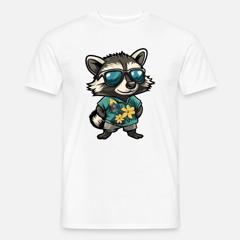 Waschbär Comic Urlaub - Männer T-Shirt - Weiß