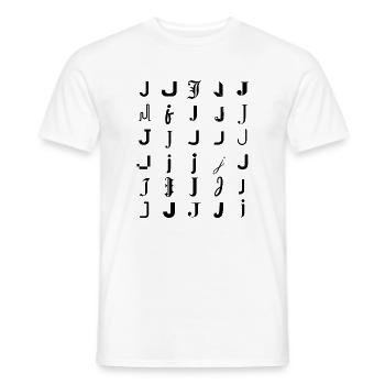 Typography J monogram letter mosaic design - Men's T-Shirt - white - Front - AI Model Male 178 dark (178cm)