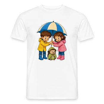 Kinder Regenschirm für Igel Süßes Regen Motiv - Männer T-Shirt - Weiß - Vorne - AI Model Male 178 dark (178cm)