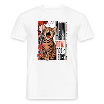 Miaou signifie « maintenant », pas plus tard – Lautstarke Bengal - T-shirt homme - blanc - Devant - AI Model Male 178 dark (178cm)