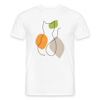 Lineart cat with pastel shapes - Men's T-Shirt - white - Front - AI Model Male 178 dark (178cm)