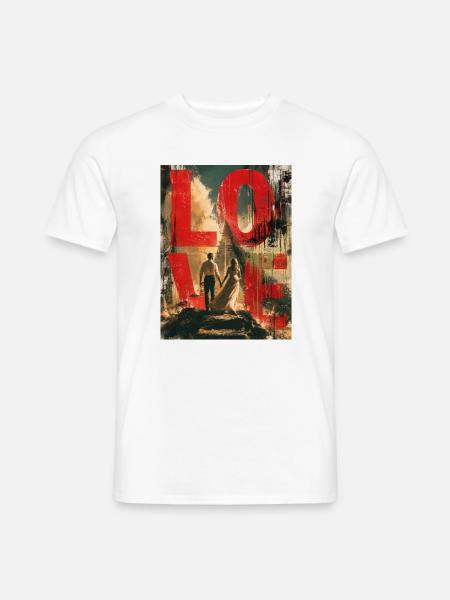 Grunge-Liebe: Paar im Licht - Männer T-Shirt - Weiß