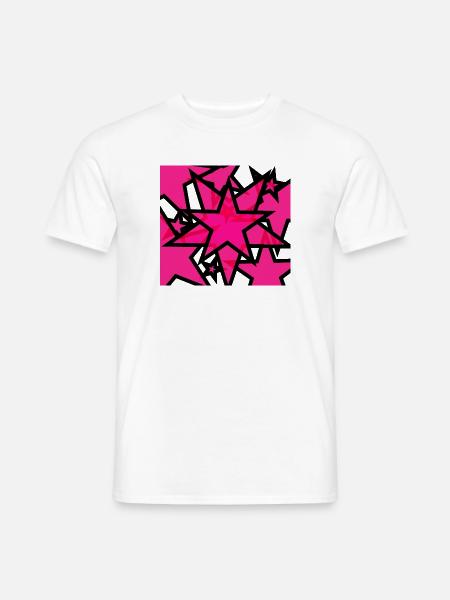 Kaleidoskopische Sternenexplosion Pink - Männer T-Shirt - Weiß