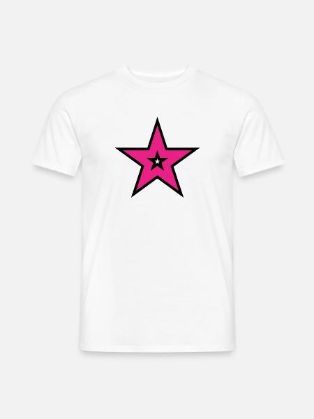 Pink Star auf Schwarz - Männer T-Shirt - Weiß