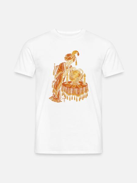 Die Skelett-Wahrsagerin mit der Kristallkugel - Männer T-Shirt - Weiß