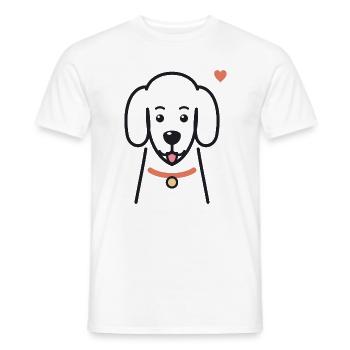 Süßer Hund mit rotem Halsband und Herz - Männer T-Shirt - Weiß - Vorne - AI Model Male 178 dark (178cm)
