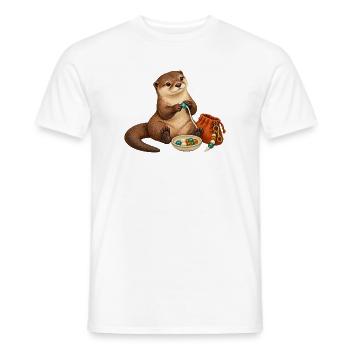 Otter fädelt einen Taschenanhänger - Männer T-Shirt - Weiß - Vorne - AI Model Male 178 dark (178cm)