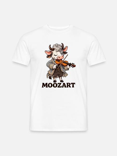 Cute Cow Mozart Wortspiel Klassische Musik Geiger Kunst - Männer T-Shirt - Weiß