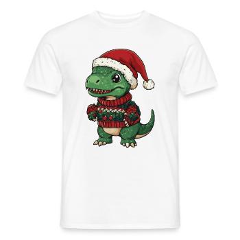 Dinosaure T-Rex Noël - T-shirt homme - blanc - Devant - AI Model Male 178 dark (178cm)