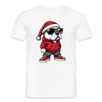 Staffordshire Bull Terrier Chien Noël - T-shirt homme - blanc - Devant - AI Model Male 178 dark (178cm)