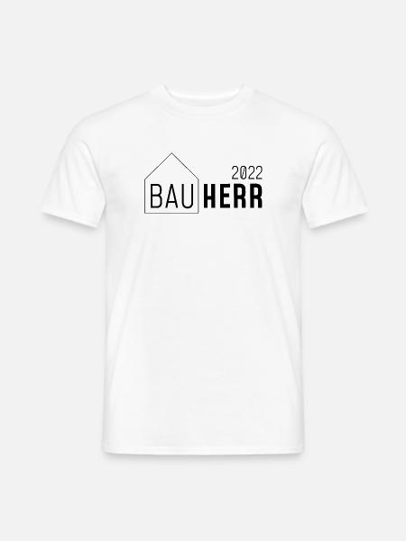 Haus mit Bauherr Schriftzug 2021 / dunkel - Männer T-Shirt - Weiß