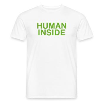 HUMAN INSIDE Text Design - Men's T-Shirt - white - Front - AI Model Male 178 dark (178cm)