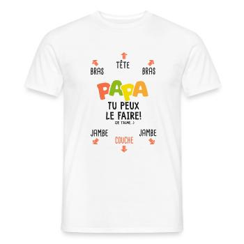 papa tu peux le faire naissance bébé - T-shirt homme - blanc - Devant - AI Model Male 178 dark (178cm)