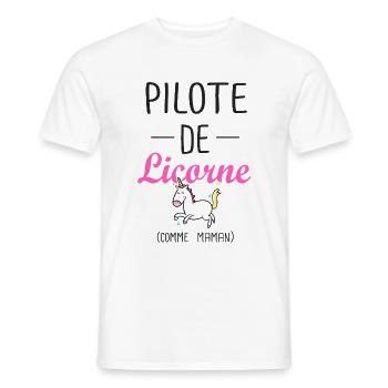 pilote de licorne maman anniversaire fille cheval - T-shirt homme - blanc - Devant - AI Model Male 178 dark (178cm)