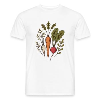 Vegan Roots Carrot Radish Design - Men's T-Shirt - white - Front - AI Model Male 178 dark (178cm)