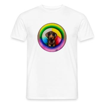 Dackel im Regenbogendesign - Männer T-Shirt - Weiß - Vorne - AI Model Male 178 dark (178cm)