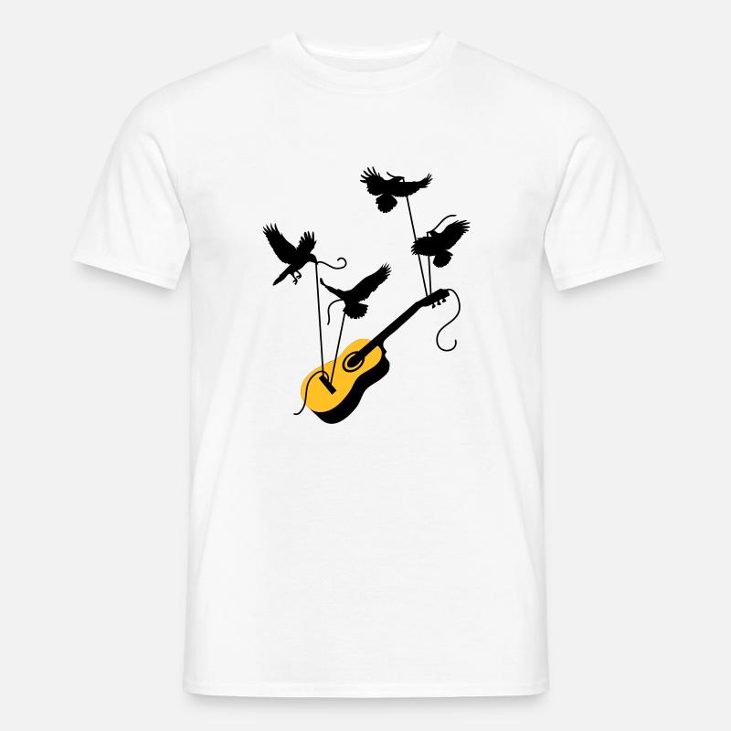 Vögel mit Gitarre - Männer T-Shirt - Weiß