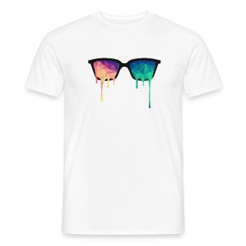 Abstract Psychedelic Nerd Glasses with Color Drops - Men's T-Shirt - white - Front - AI Model Male 178 dark (178cm)