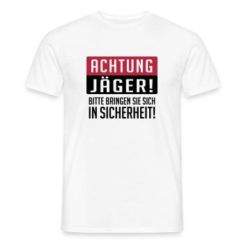 Achtung Jäger - Männer T-Shirt - Weiß - Vorne - AI Model Male 178 dark (178cm)