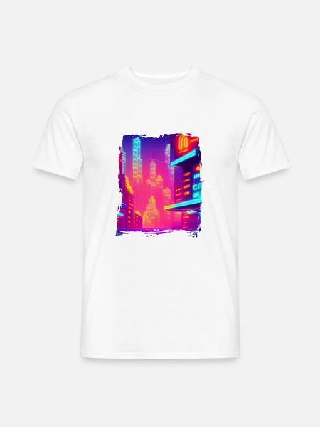 Cool Japanese World Japan Neon City - Männer T-Shirt - Weiß