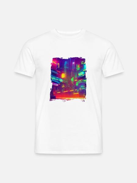 Cool Japanese World Japan Neon City - Männer T-Shirt - Weiß