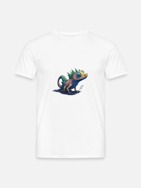 Gamer's Perfect Illustration - Cute Colorful Gekko - Männer T-Shirt - Weiß