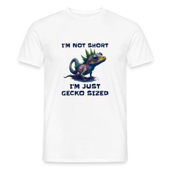 "I'm Not Short, I'm Just Gecko Sized" Cute Gecko - Men's T-Shirt - white - Front - AI Model Male 178 dark (178cm)