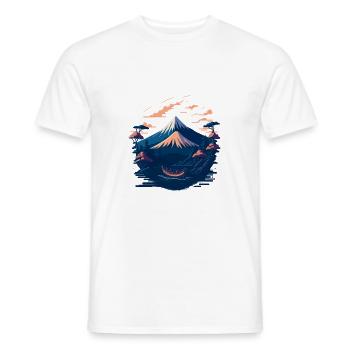 Serene Mount Fuji Sunset Peaceful River Scenery - Männer T-Shirt - Weiß - Vorne - AI Model Male 178 dark (178cm)