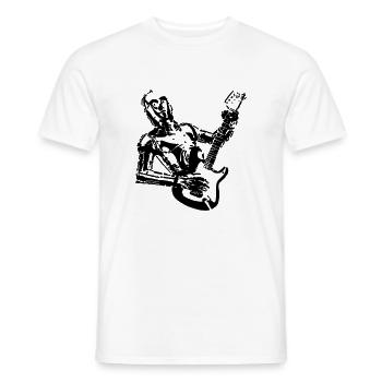 C3PO Guitar Robot Playing Cool Electric Guitar - Men's T-Shirt - white - Front - AI Model Male 178 dark (178cm)
