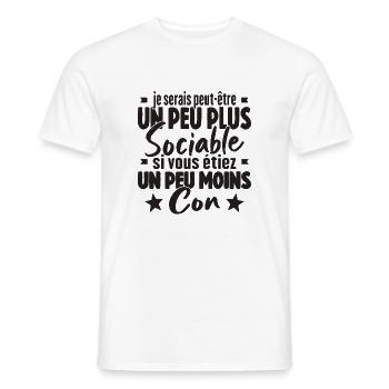 Je Serais Peut Être Un Peu Plus Sociable - T-shirt homme - blanc - Devant - AI Model Male 178 dark (178cm)