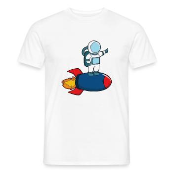 Astronaut on rocket - Men's T-Shirt - white - Front - AI Model Male 178 dark (178cm)