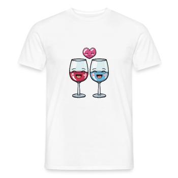 Red Wine Couple Wine Love Heart Funny - Men's T-Shirt - white - Front - AI Model Male 178 dark (178cm)