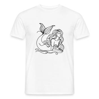 Drawing Mermaid Lineart - Men's T-Shirt - white - Front - AI Model Male 178 dark (178cm)