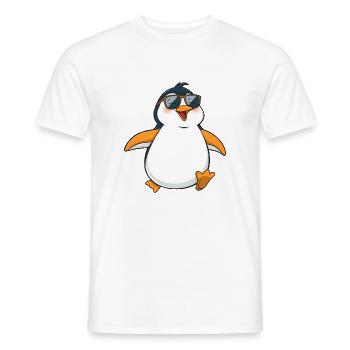 Stylish Penguin with Yellow Feet and Sunglasses - Men's T-Shirt - white - Front - AI Model Male 178 dark (178cm)