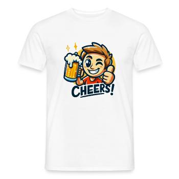 Cheers Cartoon Beer Mug Celebration - Men's T-Shirt - white - Front - AI Model Male 178 dark (178cm)