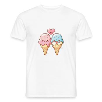 Eis Paar Liebe Herz Comic - Männer T-Shirt - Weiß - Vorne - AI Model Male 178 dark (178cm)