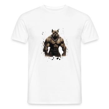 Hund Pit Muskeln Bodybuilding Beast - Männer T-Shirt - Weiß - Vorne - AI Model Male 178 dark (178cm)