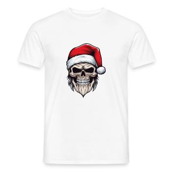 Santa Claus Skull - Men's T-Shirt - white - Front - AI Model Male 178 dark (178cm)