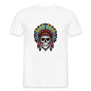 Crâne de chef indien Apache - T-shirt homme - blanc - Devant - AI Model Male 178 dark (178cm)