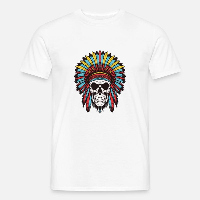 Apache Indianer Häuptling Totenkopf - Männer T-Shirt - Weiß