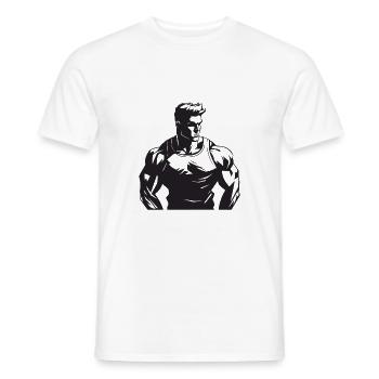 Bodybuilder Muscles Workout Gym - Men's T-Shirt - white - Front - AI Model Male 178 dark (178cm)