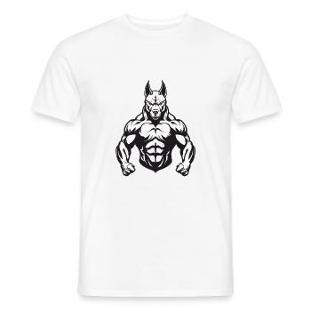 Dog Muscles Gym Bodybuilding - Men's T-Shirt - white - Front - AI Model Male 178 dark (178cm)
