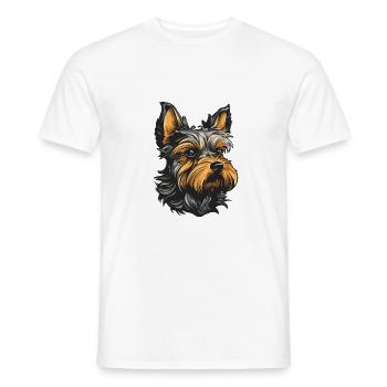 Yorkshire Terrier Hund Portrait - Männer T-Shirt - Weiß - Vorne - AI Model Male 178 dark (178cm)
