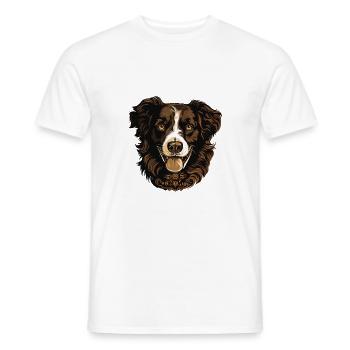 Border Collie Chien Portrait - T-shirt homme - blanc - Devant - AI Model Male 178 dark (178cm)