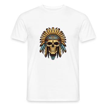 Crâne de chef indien Apache - T-shirt homme - blanc - Devant - AI Model Male 178 dark (178cm)