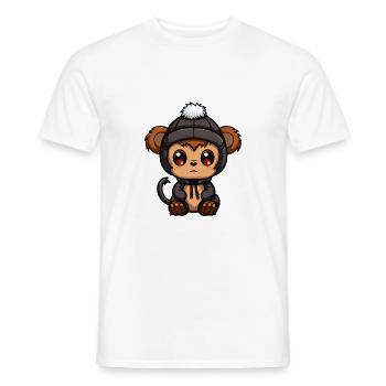Monkey Winter Animal Baby Comic - Men's T-Shirt - white - Front - AI Model Male 178 dark (178cm)
