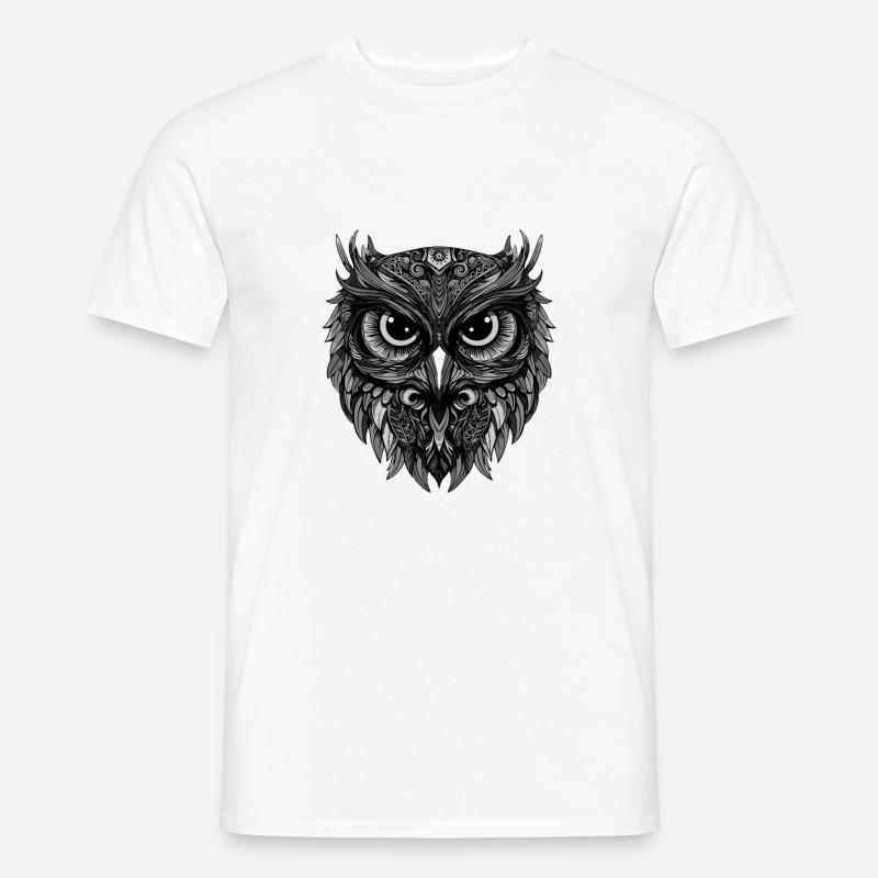 Eule Portrait - Männer T-Shirt - Weiß
