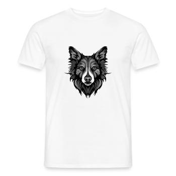 Border Collie Chien Portrait - T-shirt homme - blanc - Devant - AI Model Male 178 dark (178cm)