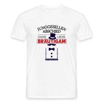 Gästebuch Junggesellenabschied Team Bräutigam - Männer T-Shirt - Weiß - Vorne - AI Model Male 178 dark (178cm)