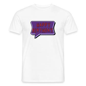 BIRTHDAY. HAPPY BIRTHDAY. HAPPY BIRTHDAY. - Men's T-Shirt - white - Front - AI Model Male 178 dark (178cm)